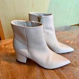 Size 6 March Fisher Off-White Leather Booties